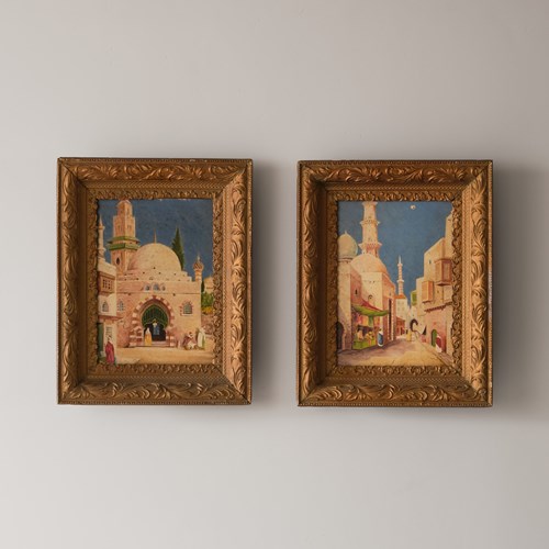 Pair Of Naïve Paintings Of Old Bagdad