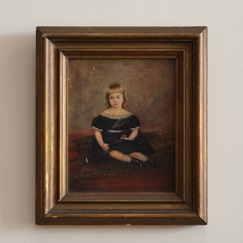Small 19Th Century Naïve Oil On Canvas
