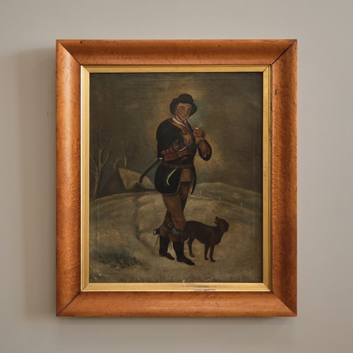 Early 19Th Century Naive Oil On Canvas.
