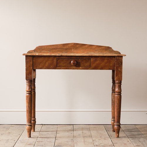 19Th Century Pine Console Table In Original Paint.