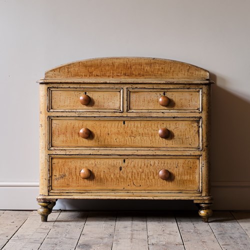 Antique Pine Chest Of Drawers In Original Paint