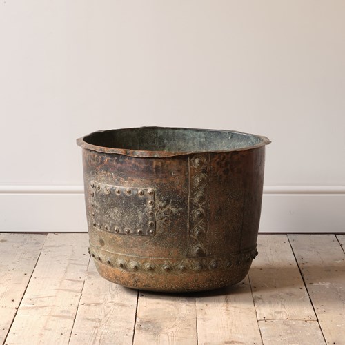 Large 19Th Century Copper Planter Log Bin