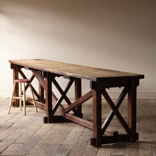 Huge English Antique Pine Work Benc...