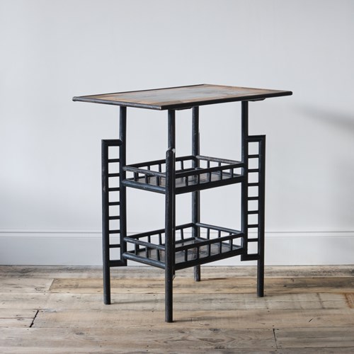 Anglo Japanese Black Lacquered 3 Tier Side Table