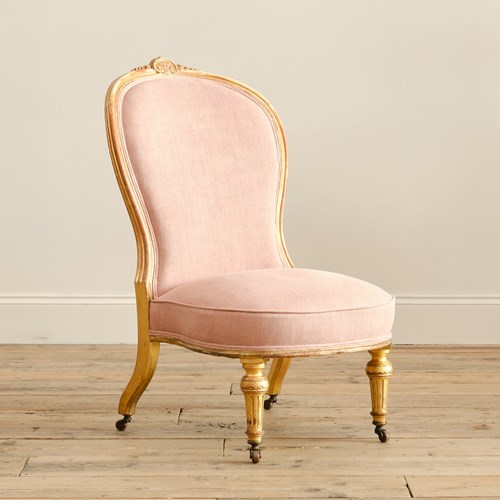 19Th Century Giltwood Slipper Chair Attributed To Lamb Of Manchester