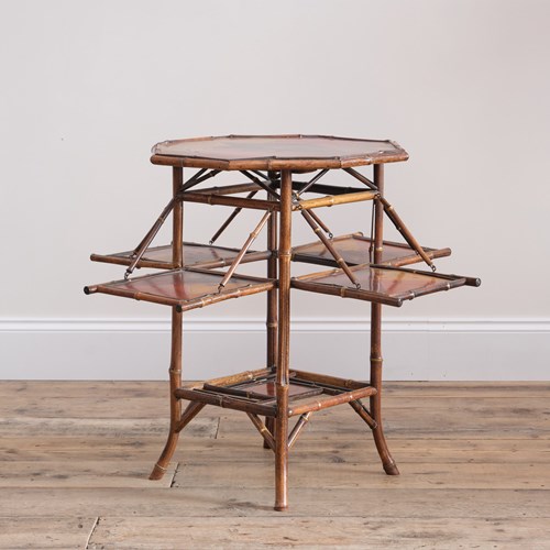 Antique Bamboo & Lacquer Side Table