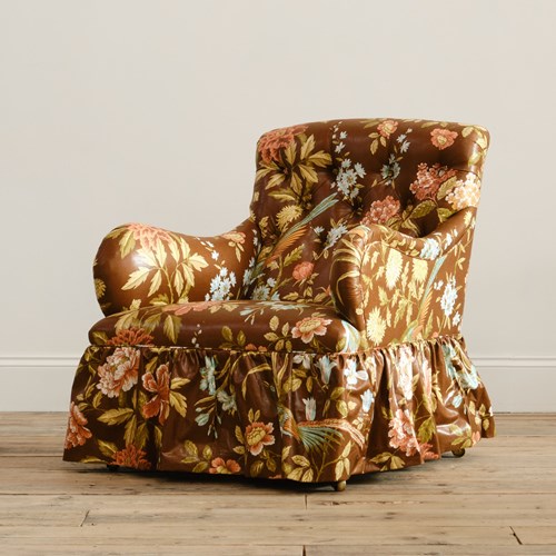 Antique Whytock & Reid Armchair In Vintage Sanderson Floral Chintz