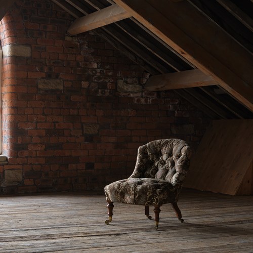 19Th Century Gillows Slipper Chair In Original Fabric.