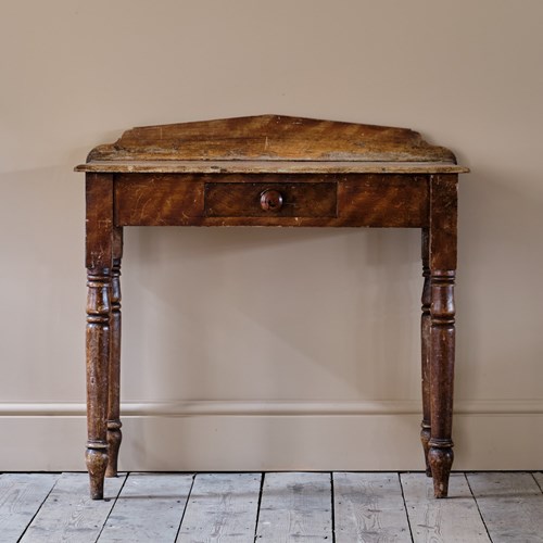 19Th Century Pine Console Table In Original Paint.