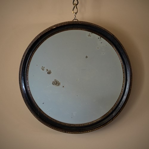 Early 19Th Century Ebonized & Gilt Mirror.