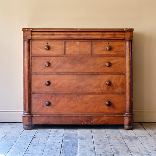 Large Scottish Pine Chest Of Drawers In Original Paint