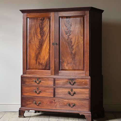 George III Mahogany Linen Press