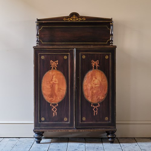 Regency Pine Chiffonier In Simulated Rosewood Paint