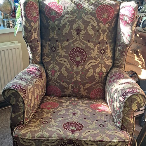Gorgeous Parker Knoll 1950s wing chair French fabr