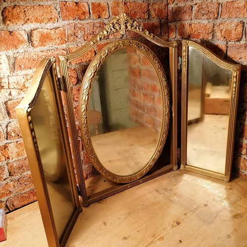 Wood and gesso tryptich mirror