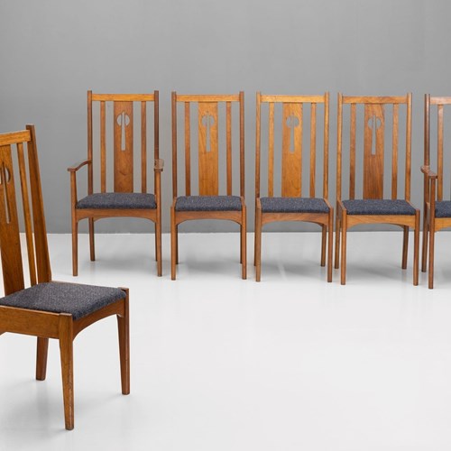 Set Of Six Oak Dining Chairs