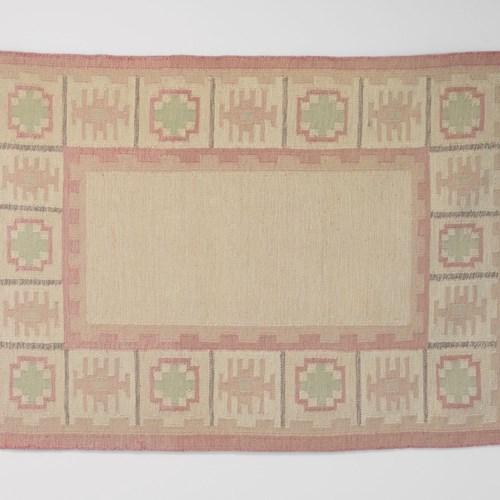 Pale Cream And Pink Kilim
