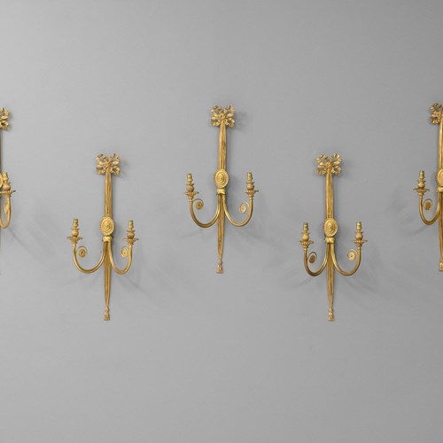 Five Brass Wall Lights