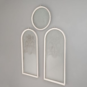 Set Of Three Etched Glass Windows