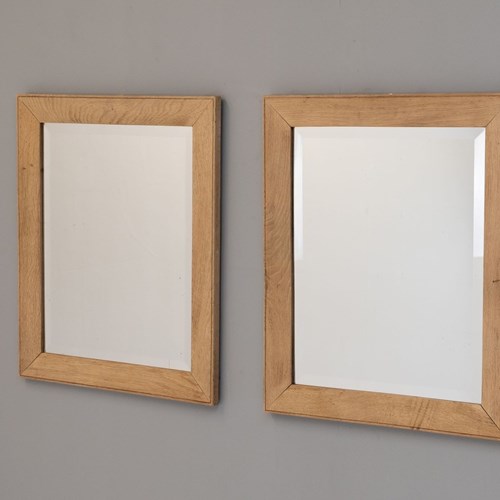 Pair Of Stripped Oak Mirrors
