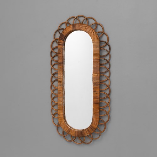 Bamboo Oval Mirror