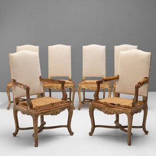 Set Of Six Gilded French Dining Cha...