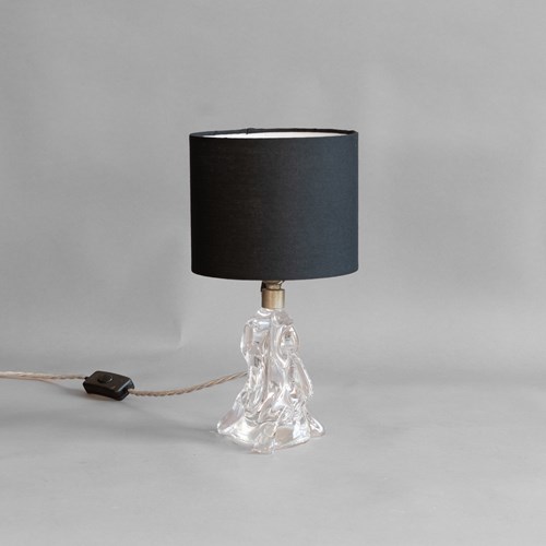 Mid-Century Crystal Glass Table Lamp