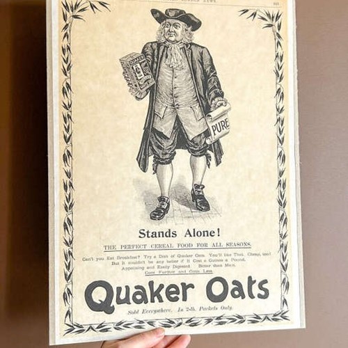 1896 Quaker Oats Paper Advert | Vintage Ephemera