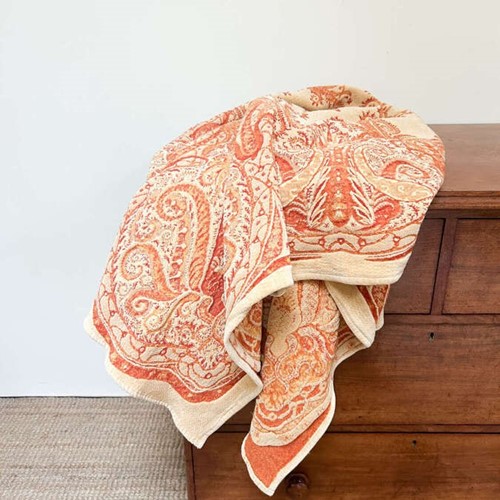 Vintage Danish Wool Blanket – Mid Century Modern Orange Throw