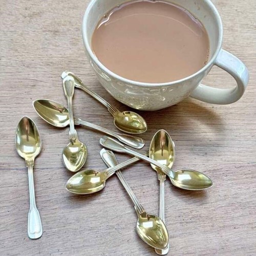 8 French gilded silver plated teaspoons