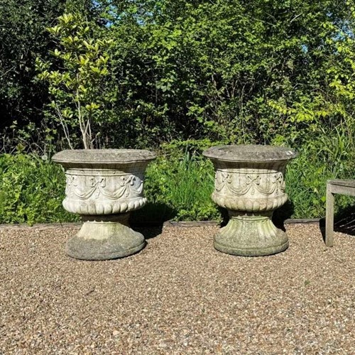 Pair of Large Ribbon Urns