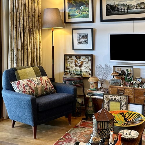 1960'S Swedish Dux Armchair In Blue Tweed