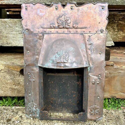 Antique Art Nouveau Copper Fire Surround.