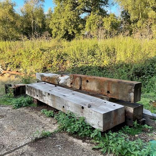  Recycled Sea Defence Timber Beam Bench 