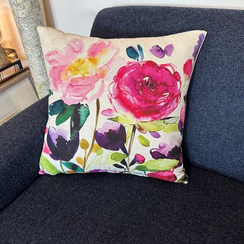 Vintage Bluebell Gray Painterly 18'' Cushion