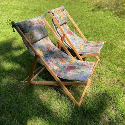 Vintage Mid Century Floral Deckchair