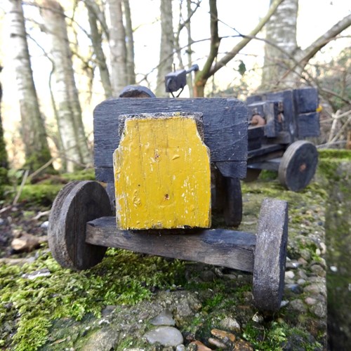  Folk Art Painted Wood Artillery Transporter