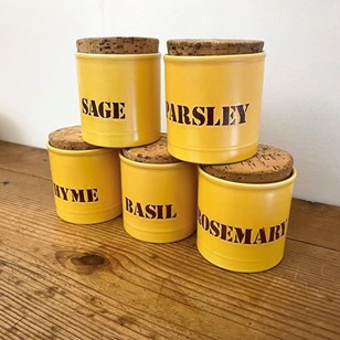 Five Retro Kiln Craft Herb Jars 
