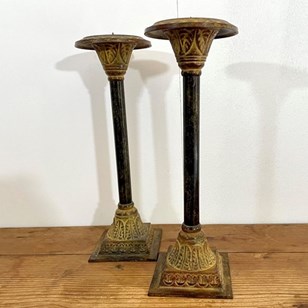 Hand Painted Pricket Candlesticks 