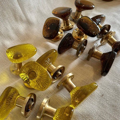 Vintage 7 Sets Of Swedish Glass Door Handles