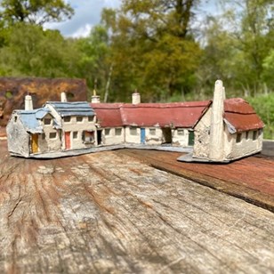 Mid Century Folk Art Village Square...
