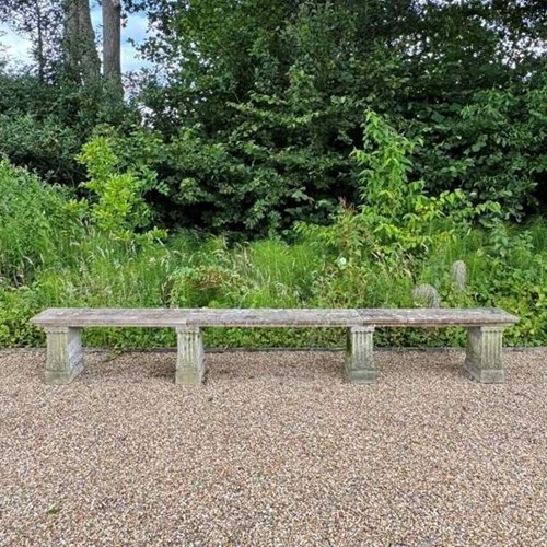 Stone Bench with Acanthus Leaf Supports