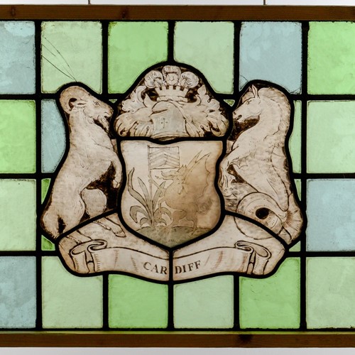 Salvaged stained glass panel for Cardiff
