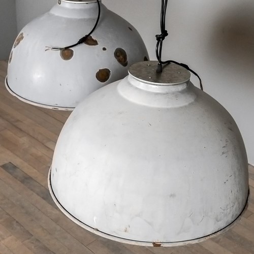 Reclaimed industrial enamel rewired shades