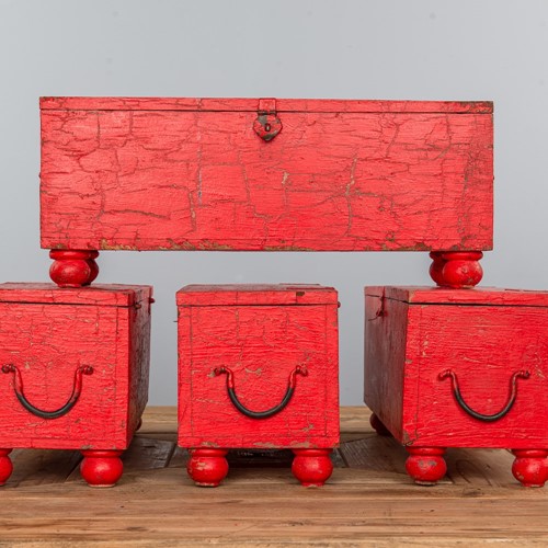 Vintage Hardwood Red Boxes
