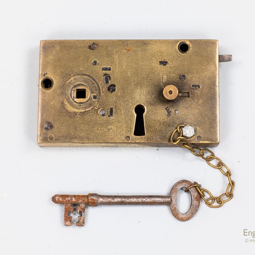 Early 19th century brass lock with key