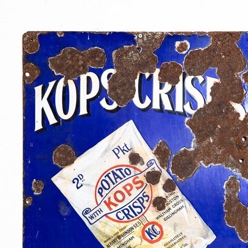 Rare enamel sign for Kops Crisps