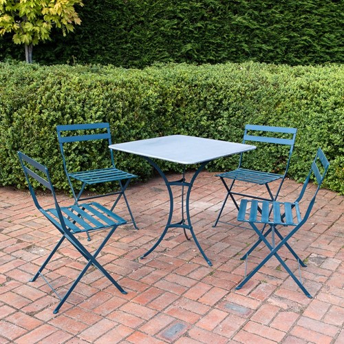 Vintage style zinc topped table & 4 chairs