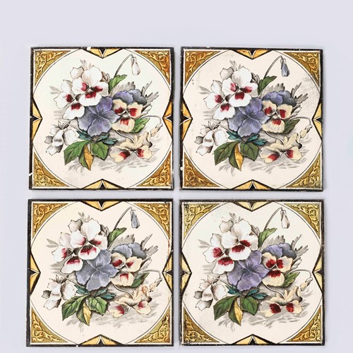 Salvaged Victorian floral patterned tiles