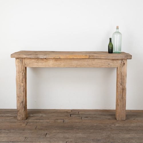 Rustic farmhouse style oak console table